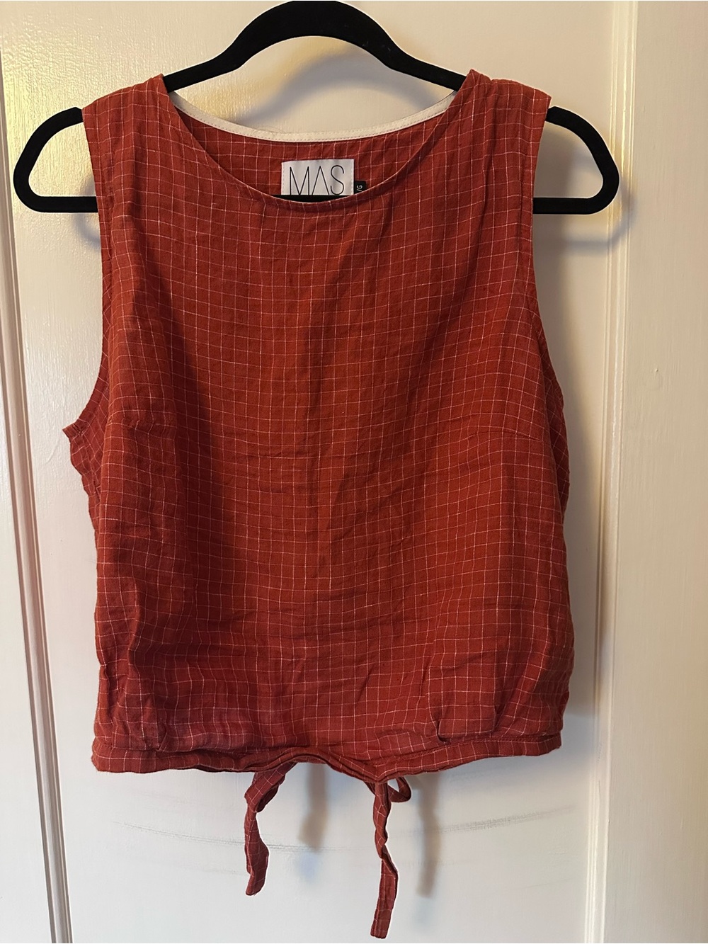 MAS Linen Grid Cross Back Tank